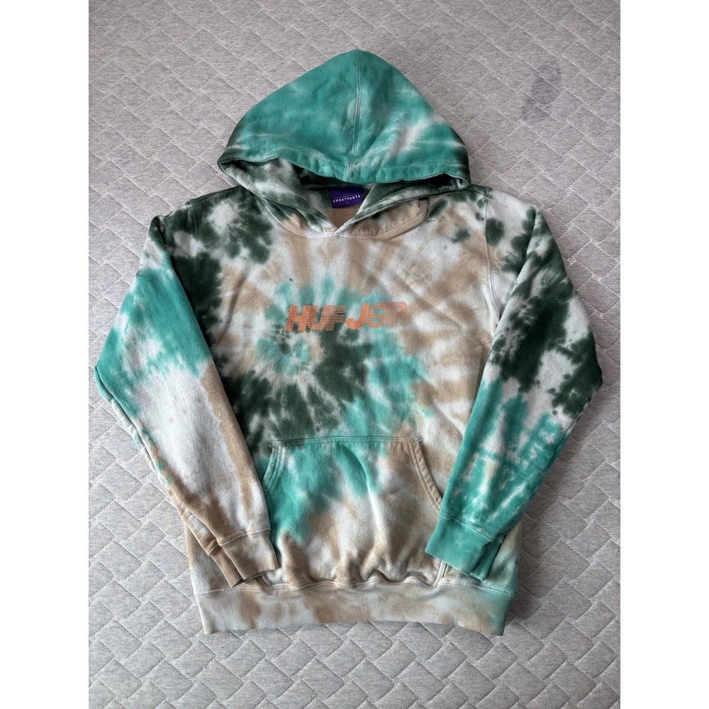 Jimmy Sweatpants Hoodie Mens Large Pullover HUF JSP Tie Dye Green Tan‎ USA